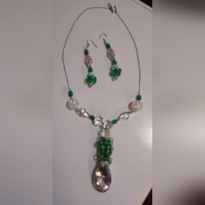 COPY - Hand made beaded necklace and earrings set